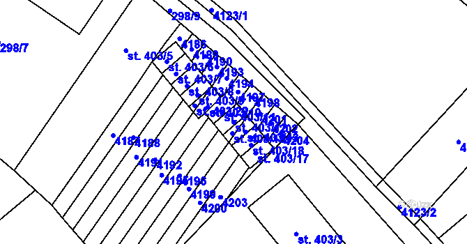 Parcela st. 403/12 v KÚ Boleradice, Katastrální mapa
