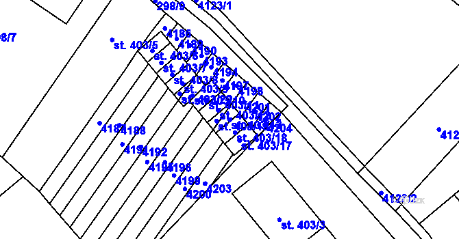 Parcela st. 403/13 v KÚ Boleradice, Katastrální mapa