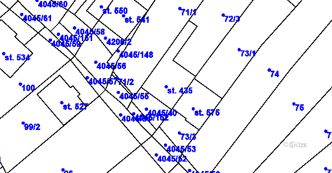 Parcela st. 435 v KÚ Boleradice, Katastrální mapa