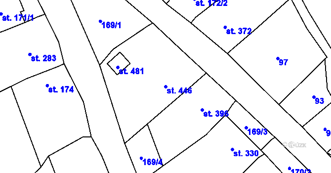 Parcela st. 446 v KÚ Boleradice, Katastrální mapa