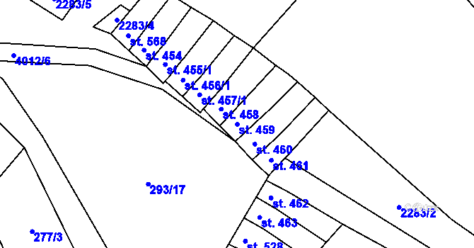 Parcela st. 459 v KÚ Boleradice, Katastrální mapa