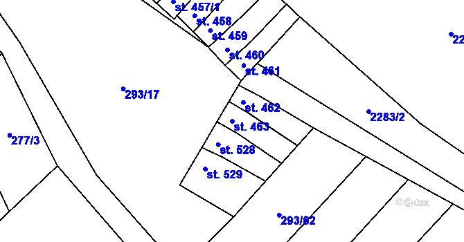 Parcela st. 463 v KÚ Boleradice, Katastrální mapa