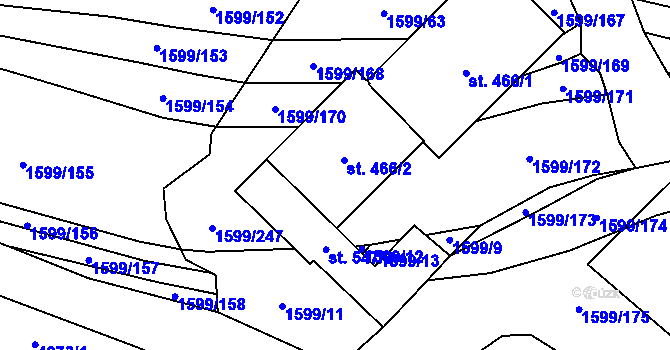 Parcela st. 466/2 v KÚ Boleradice, Katastrální mapa