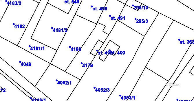 Parcela st. 492 v KÚ Boleradice, Katastrální mapa