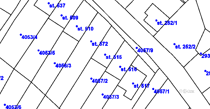 Parcela st. 515 v KÚ Boleradice, Katastrální mapa