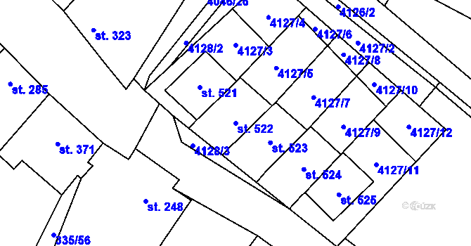 Parcela st. 522 v KÚ Boleradice, Katastrální mapa