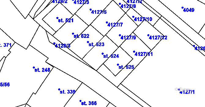 Parcela st. 524 v KÚ Boleradice, Katastrální mapa