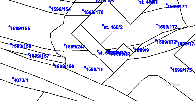 Parcela st. 547/2 v KÚ Boleradice, Katastrální mapa