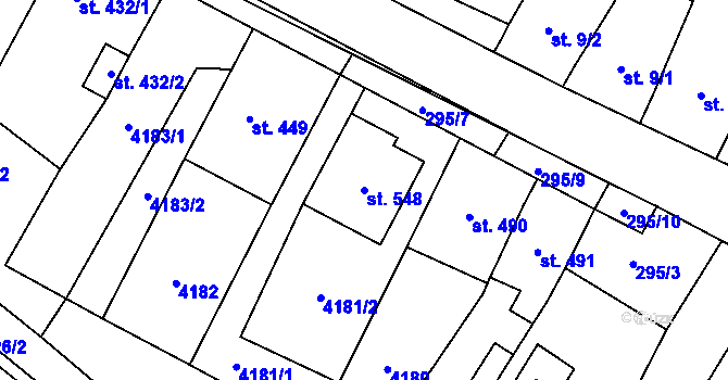 Parcela st. 548 v KÚ Boleradice, Katastrální mapa