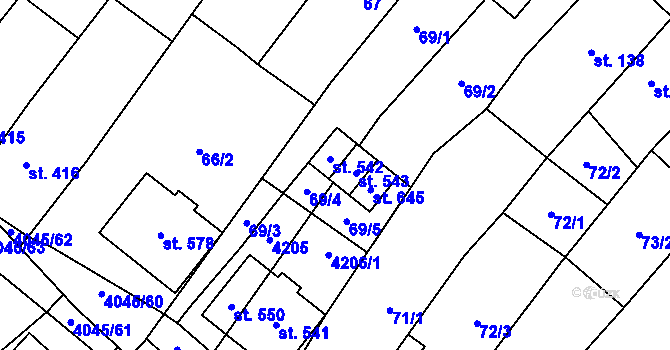 Parcela st. 549 v KÚ Boleradice, Katastrální mapa
