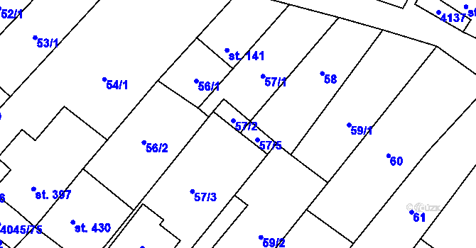 Parcela st. 57/2 v KÚ Boleradice, Katastrální mapa
