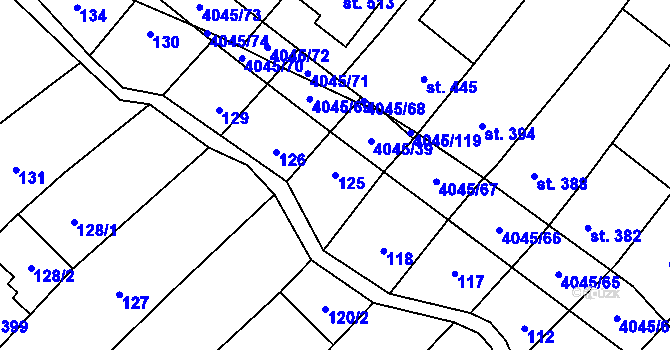 Parcela st. 125 v KÚ Boleradice, Katastrální mapa