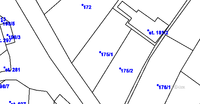 Parcela st. 175/1 v KÚ Boleradice, Katastrální mapa