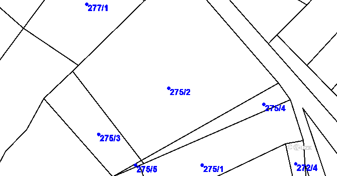 Parcela st. 275/2 v KÚ Boleradice, Katastrální mapa