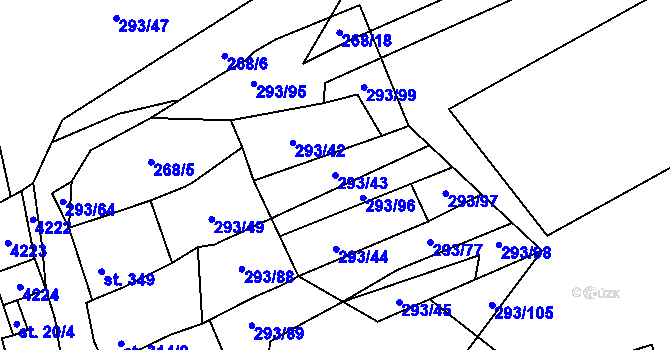 Parcela st. 293/43 v KÚ Boleradice, Katastrální mapa
