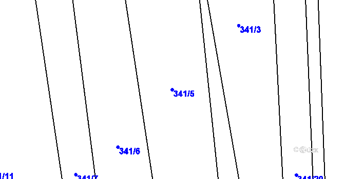 Parcela st. 341/5 v KÚ Boleradice, Katastrální mapa