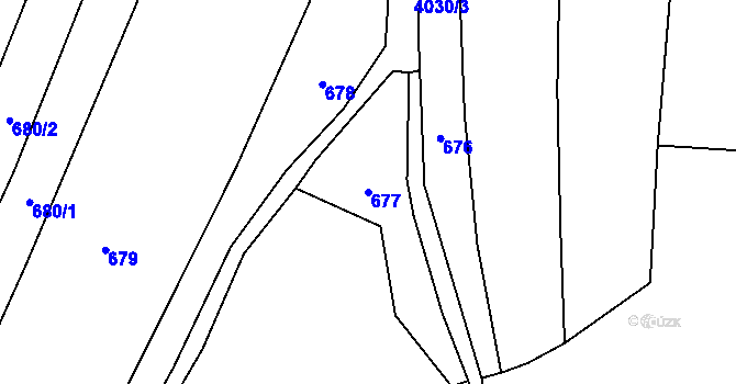 Parcela st. 677 v KÚ Boleradice, Katastrální mapa
