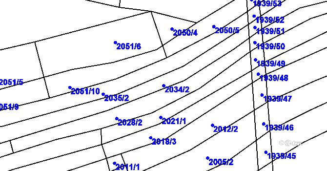 Parcela st. 2034/2 v KÚ Boleradice, Katastrální mapa