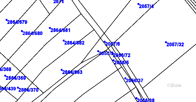 Parcela st. 2057/3 v KÚ Boleradice, Katastrální mapa