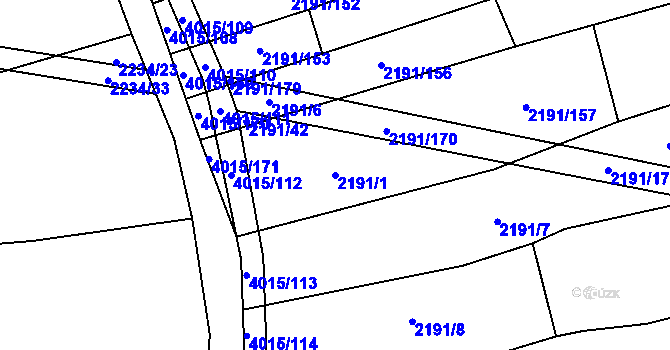 Parcela st. 2191/1 v KÚ Boleradice, Katastrální mapa