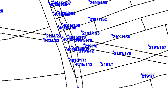 Parcela st. 2191/6 v KÚ Boleradice, Katastrální mapa