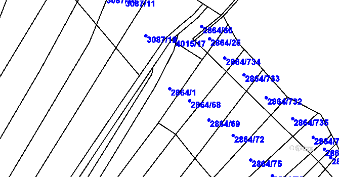 Parcela st. 2864/1 v KÚ Boleradice, Katastrální mapa