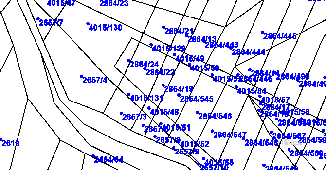 Parcela st. 2864/19 v KÚ Boleradice, Katastrální mapa