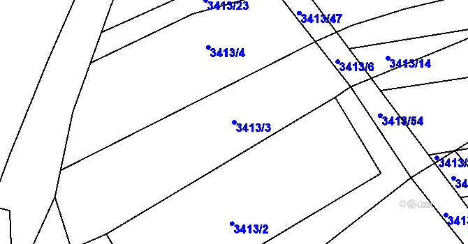 Parcela st. 3413/3 v KÚ Boleradice, Katastrální mapa