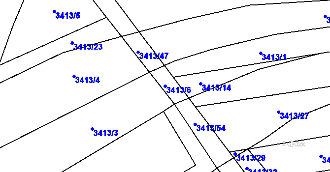 Parcela st. 3413/6 v KÚ Boleradice, Katastrální mapa