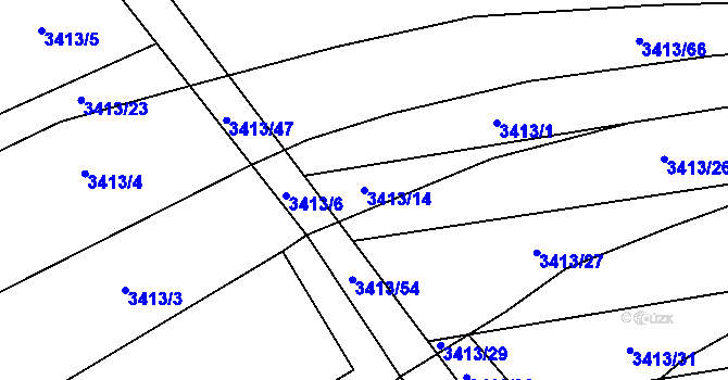 Parcela st. 3413/14 v KÚ Boleradice, Katastrální mapa