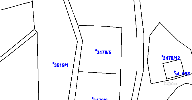 Parcela st. 3478/5 v KÚ Boleradice, Katastrální mapa