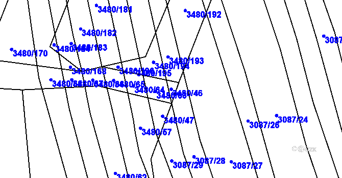 Parcela st. 3480/46 v KÚ Boleradice, Katastrální mapa