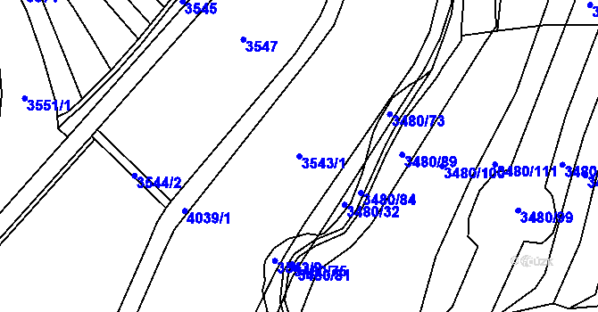 Parcela st. 3543/1 v KÚ Boleradice, Katastrální mapa