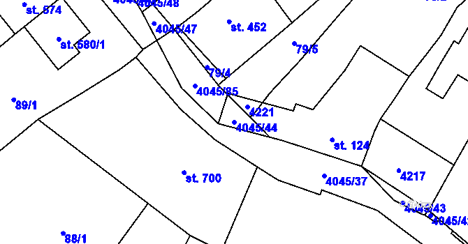 Parcela st. 4045/44 v KÚ Boleradice, Katastrální mapa