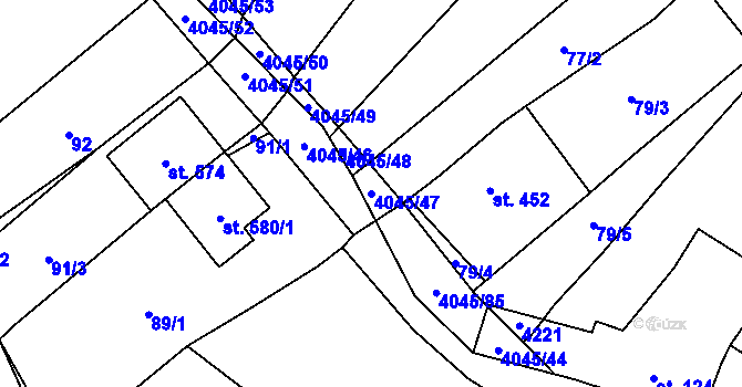 Parcela st. 4045/47 v KÚ Boleradice, Katastrální mapa