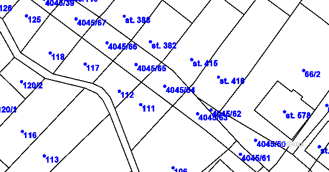 Parcela st. 4045/64 v KÚ Boleradice, Katastrální mapa