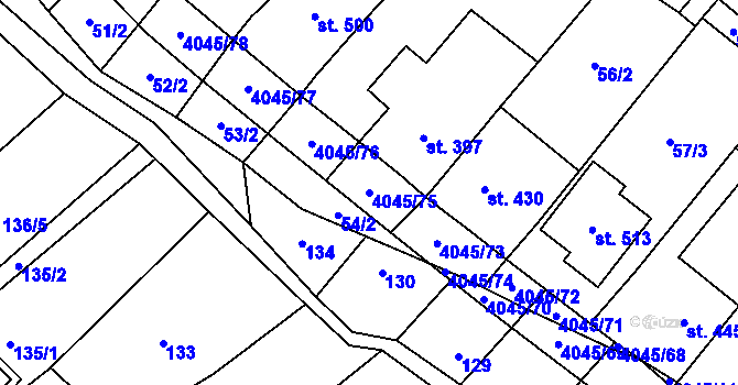 Parcela st. 4045/75 v KÚ Boleradice, Katastrální mapa