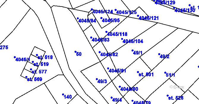 Parcela st. 4045/82 v KÚ Boleradice, Katastrální mapa