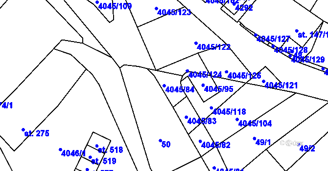 Parcela st. 4045/84 v KÚ Boleradice, Katastrální mapa