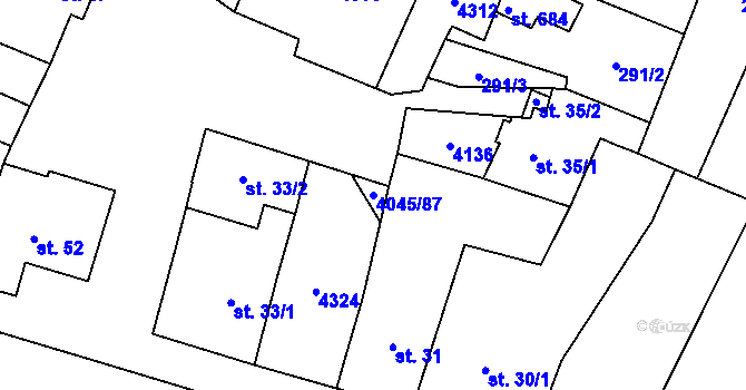 Parcela st. 4045/87 v KÚ Boleradice, Katastrální mapa