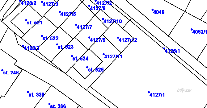 Parcela st. 4127/11 v KÚ Boleradice, Katastrální mapa