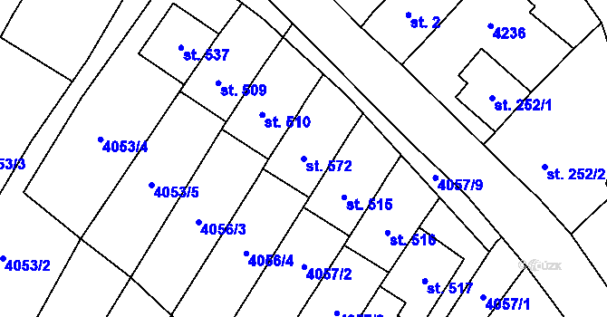 Parcela st. 572 v KÚ Boleradice, Katastrální mapa