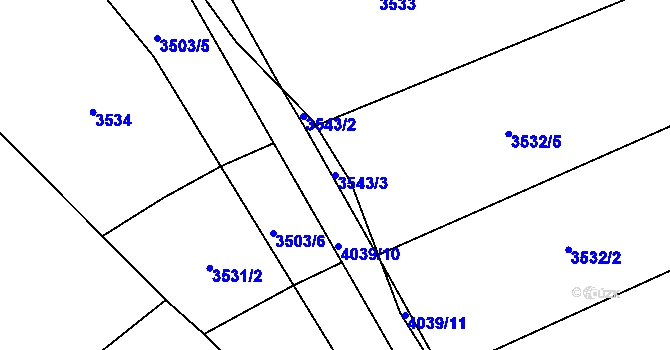 Parcela st. 3543/3 v KÚ Boleradice, Katastrální mapa