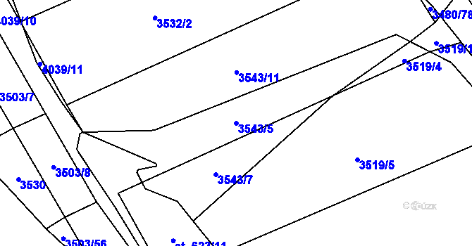Parcela st. 3543/5 v KÚ Boleradice, Katastrální mapa