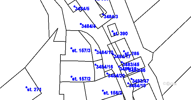 Parcela st. 3484/10 v KÚ Boleradice, Katastrální mapa