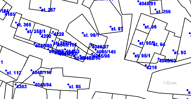 Parcela st. 4045/145 v KÚ Boleradice, Katastrální mapa