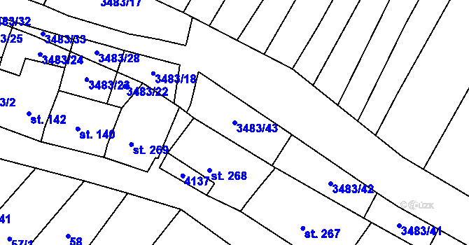 Parcela st. 3483/43 v KÚ Boleradice, Katastrální mapa