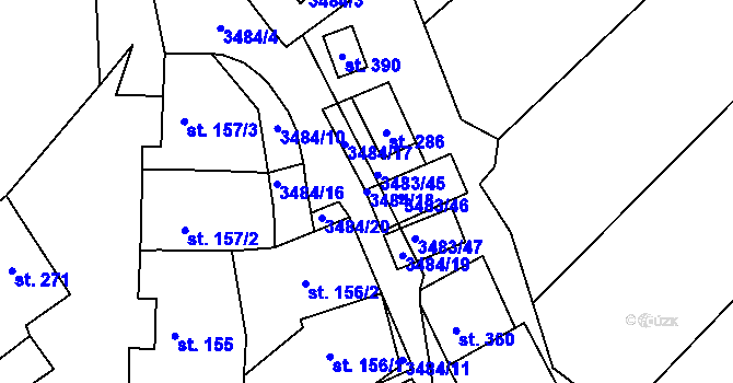 Parcela st. 3484/18 v KÚ Boleradice, Katastrální mapa