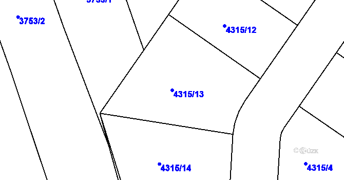 Parcela st. 4315/13 v KÚ Boleradice, Katastrální mapa