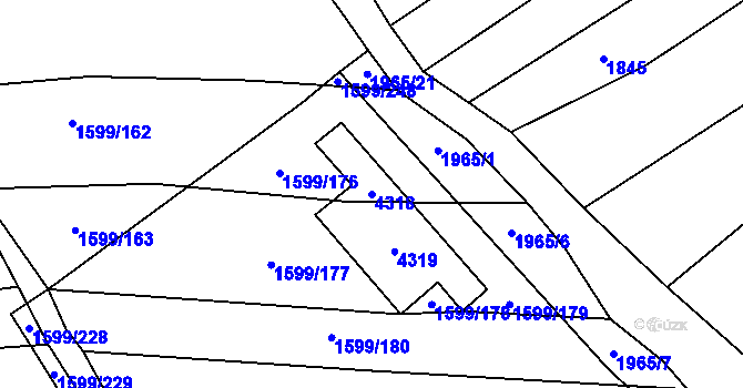 Parcela st. 4318 v KÚ Boleradice, Katastrální mapa
